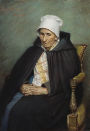 Old French Countrywoman by Jenny Nystrom Oil Painting