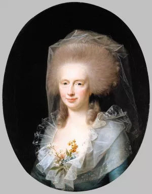 Portrait of Bolette Marie Lindencrone by Jens Joergensen Juel - Oil Painting Reproduction