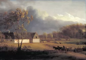 A Storm Brewing behind a Farmhouse in Zealand by Jens Juel A Storm Brewing behind a Farmhouse in Zealand by Jens Juel Oil Painting