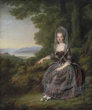 Baroness Matilda Guiguer de Prangins in her Park at the Lake of Geneva Oil painting by Jens Juel