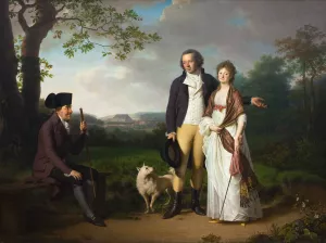 Niels Ryberg with his Son Johan Christian and his Daughter-in-Law Engelke, nee Falbe by Jens Juel Oil Painting