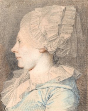 Portraet af Anne Cathrine Maaloe, fodt Basse. Profil mod venstre Oil painting by Jens Juel