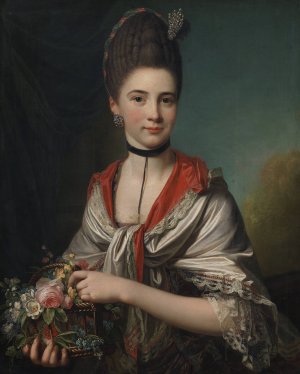 Portrait of Anna Elisabeth Battier, nee Storp by Jens Juel Oil Painting