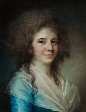 Portrait Of Wilhelmine Bertouch, Lady-In-Waiting Oil painting by Jens Juel