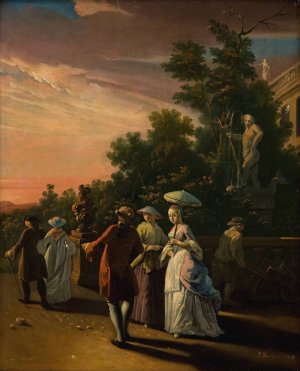 Promenading in a Park by Jens Juel Oil Painting