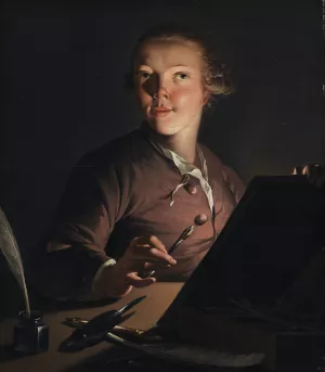 Self-portrait by Candlelight by Jens Juel Self-portrait by Candlelight by Jens Juel Oil Painting
