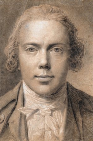 Selvportraet, brystbillede en face Oil painting by Jens Juel