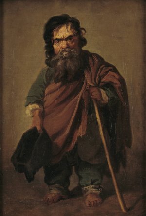 The Roman Dwarf Francesco Ravai, called Bajocco by Jens Juel Oil Painting