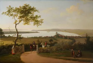 View Of The Little Belt From A Hill Near Middelfart, Funen by Jens Juel View Of The Little Belt From A Hill Near Middelfart, Funen by Jens Juel Oil Painting