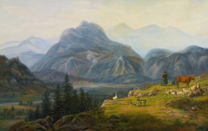 View From Giesbach At The Lake Of Brinzer With Interlaken And The Jura Mountains by Jens Peter Moller Oil Painting