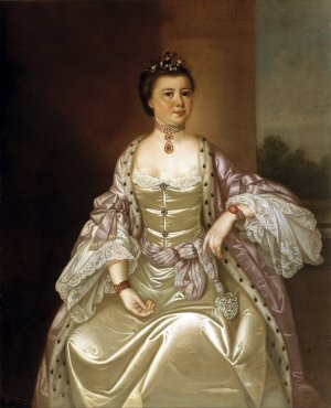 Mrs. Barnard Elliott, Jr. by Jeremiah Theus Oil Painting