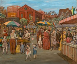 Italians in Jefferson Park by Jerome Myers Oil Painting
