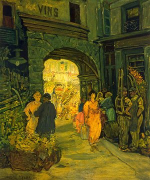 Market in Paris by Jerome Myers Oil Painting