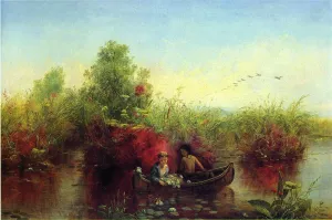 Gathering Waterlilies by Jerome Thompson - Oil Painting Reproduction