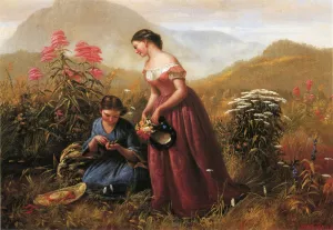 Gathering Wildflowers by Jerome Thompson Oil Painting