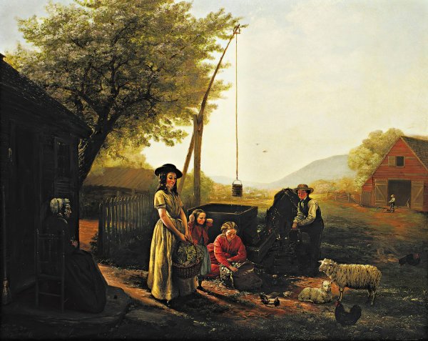 Main Product Photo of Spring Morning By The Kitchen Door, Preparing For Market  Painting by Jerome Thompson