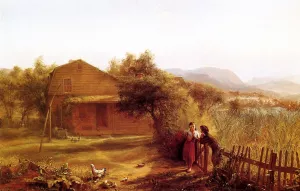 The Open Gate also known as Flirtation by Jerome Thompson - Oil Painting Reproduction