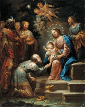 Adoration of the Magi by Jeronimo Ezquerra Oil Painting
