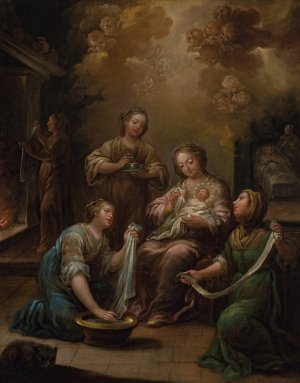 The Birth of the Virgin by Jeronimo Ezquerra Oil Painting