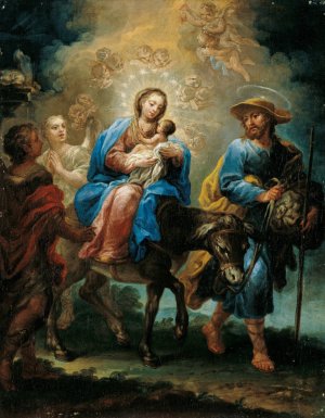 The Flight into Egypt by Jeronimo Ezquerra Oil Painting