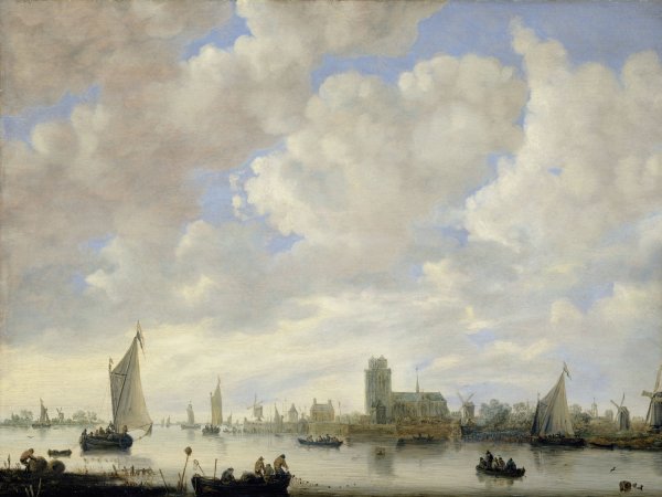 View of the Merwede off Dordrecht  by Jeronymus Van Diest II - Hand-Painted Oil Painting Reproduction