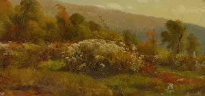Fall Flowers On A Hillside by Jervis MCentee Oil Painting