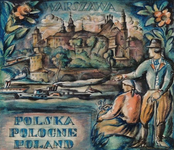 Warszawa. Polska Pologne Poland  by Jerzy Gelbard - Hand-Painted Oil Painting Reproduction