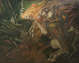 Saint George, the Dragon Slayer by Jerzy Hulewicz Oil Painting