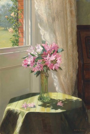 Rhododendrons by a window by Jessica Hayllar Oil Painting