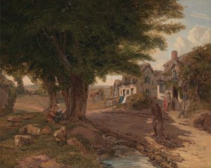 Village Scene by Jessica Landseer Oil Painting