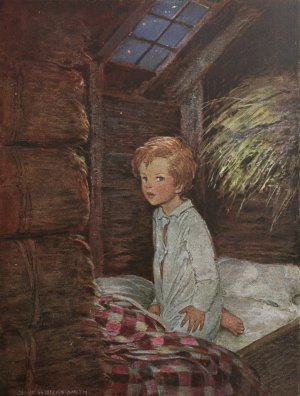 Against this he laid his ear, and then he heard the voice quite distinctly by Jessie Willcox Smith Oil Painting