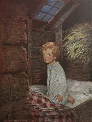 Against this he laid his ear, and then he heard the voice quite distinctly by Jessie Willcox Smith Oil Painting