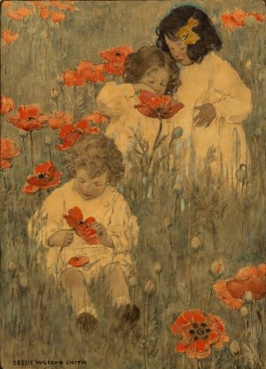 Among the Poppies, The Child in a Garden by Jessie Willcox Smith Oil Painting