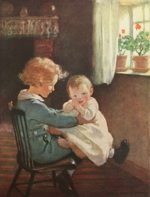 So Diamond sat down again and took the baby in his lap by Jessie Willcox Smith Oil Painting