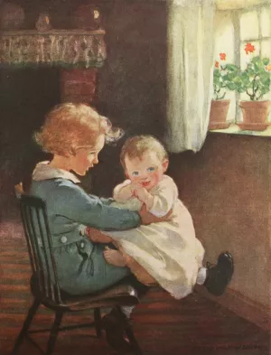So Diamond sat down again and took the baby in his lap by Jessie Willcox Smith Oil Painting