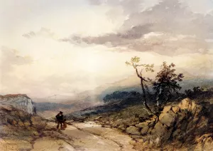 Figures On A Country Road Near Ambleside, Westmoreland by Jnr. Richardson - Oil Painting Reproduction