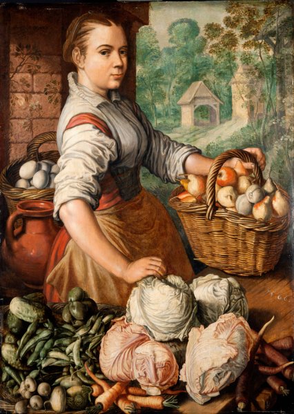 Main Product Photo of Girl with Vegetables  Painting by Joachim Beuckelaer