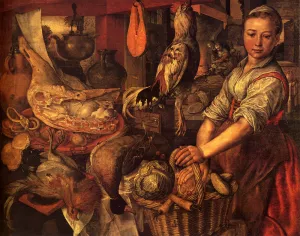 Interior of a Kitchen Oil painting by Joachim Beuckelaer