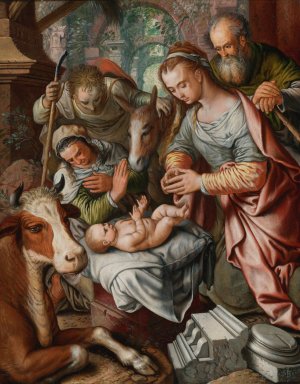 The Adoration Of The Shepherds by Joachim Beuckelaer Oil Painting