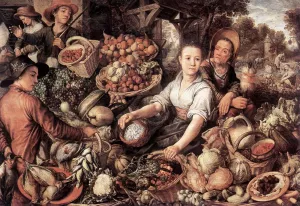 The Vegetable Market by Joachim Beuckelaer - Oil Painting Reproduction