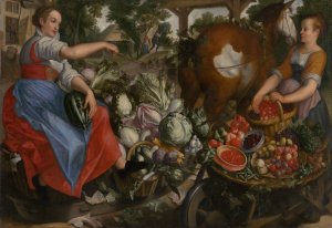 Women with Vegetables by Joachim Beuckelaer Oil Painting