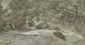 Rapids with Overhanging Branches by Joachim Franz Beich Oil Painting