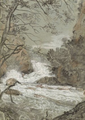 River Landscape with a Waterfall Oil painting by Joachim Franz Beich
