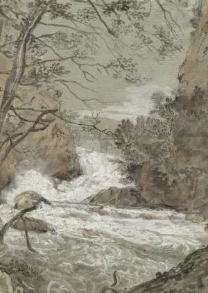 River Landscape with a Waterfall Oil painting by Joachim Franz Beich