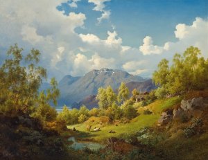 Landscape. Motif from the Numme Valley in Norway by Joachim Frich Oil Painting
