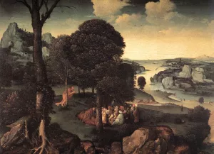 Landscape with St John the Baptist Preaching by Joachim Patenier - Oil Painting Reproduction