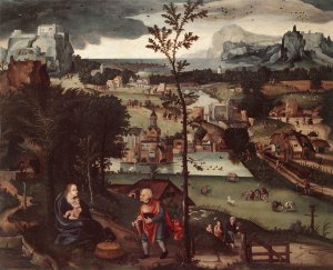 Landscape with the Rest on the Flight by Joachim Patenier Oil Painting