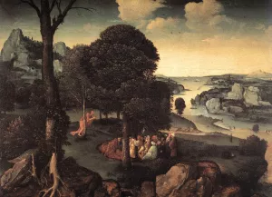 Landscape with St John the Baptist Preaching by Joachim Patenier (Patinir) Oil Painting