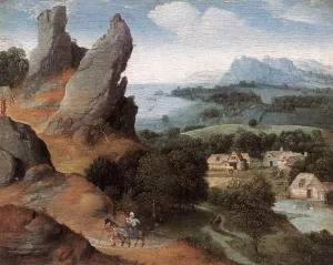 Landscape with the Flight into Egypt by Joachim Patenier (Patinir) - Oil Painting Reproduction