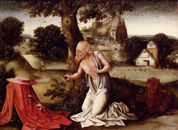 Main Product Photo of Landscape With The Penitent Saint Jerome Painting by Joachim Patenier (Patinir)